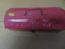 BIG RED  13″ Hip Roof Style Portable Steel Tool Box with Metal Latch