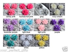 10 pcs Chiffon Tulle Chic Rose Flower Silk for Bridal Wedding Baby Hair Comb