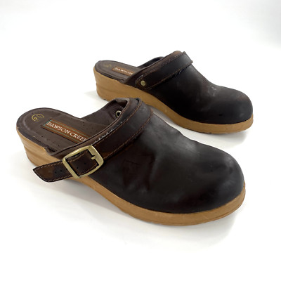 Dawson Creek Womens Mules Clogs Brown Faux Leather Sz 8.5 Slip On Shoes