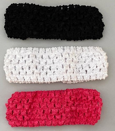 3 PCS STRETCH CROCHET GIRL HEADBANDS 1.5" WIDE SELECT COLOR FREE USA SHIPPING - Picture 12 of 19
