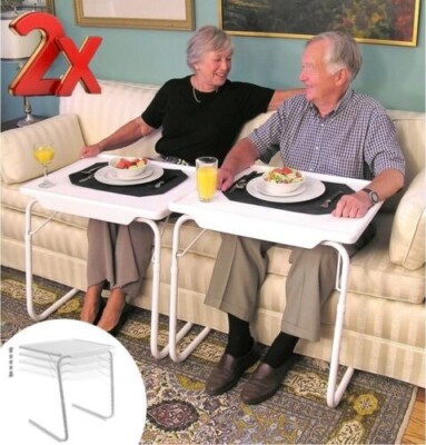 2 X VERSTELLBARER TISCH MATE II TRAGBAR TV ABENDESSEN LAPTOP FACH KLAPPBAR SCHREIBTISCH SOFA