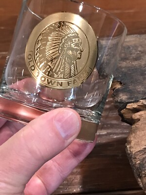 NEW Whiskey Glass OLD TOWN FARM 12 Oz Tumbler Set of 4 American Indian Chief