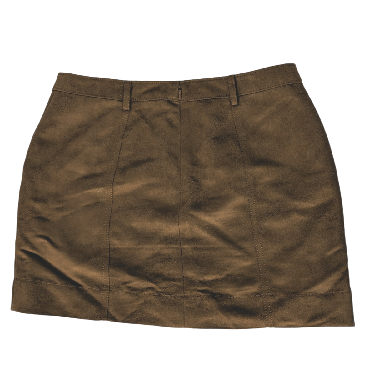 スカート Y PROJECT Women Mini Skirts 103SK001 F565WASHED KHAKI BROWN Hinge Womens A-Line Suede Mini Skirt Small Brown Back Zip