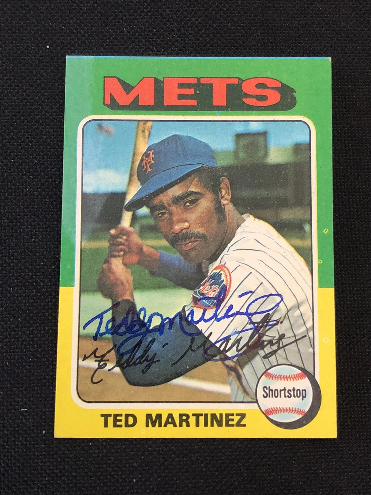 TED MARTINEZ 1975 TOPPS SIGNED AUTOGRAPHED CARD #637 NEW YORK METS