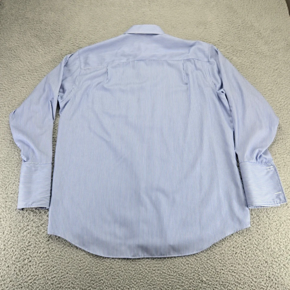 Donald J. Trump Shirt Mens 16.5 - 32/33 Blue Striped Non-Iron French Cuff - Image 3 of 4