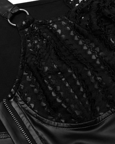 Punk Rave Damen Cyberpunk PU & Netz Schulterfreies Top - Picture 8 of 11