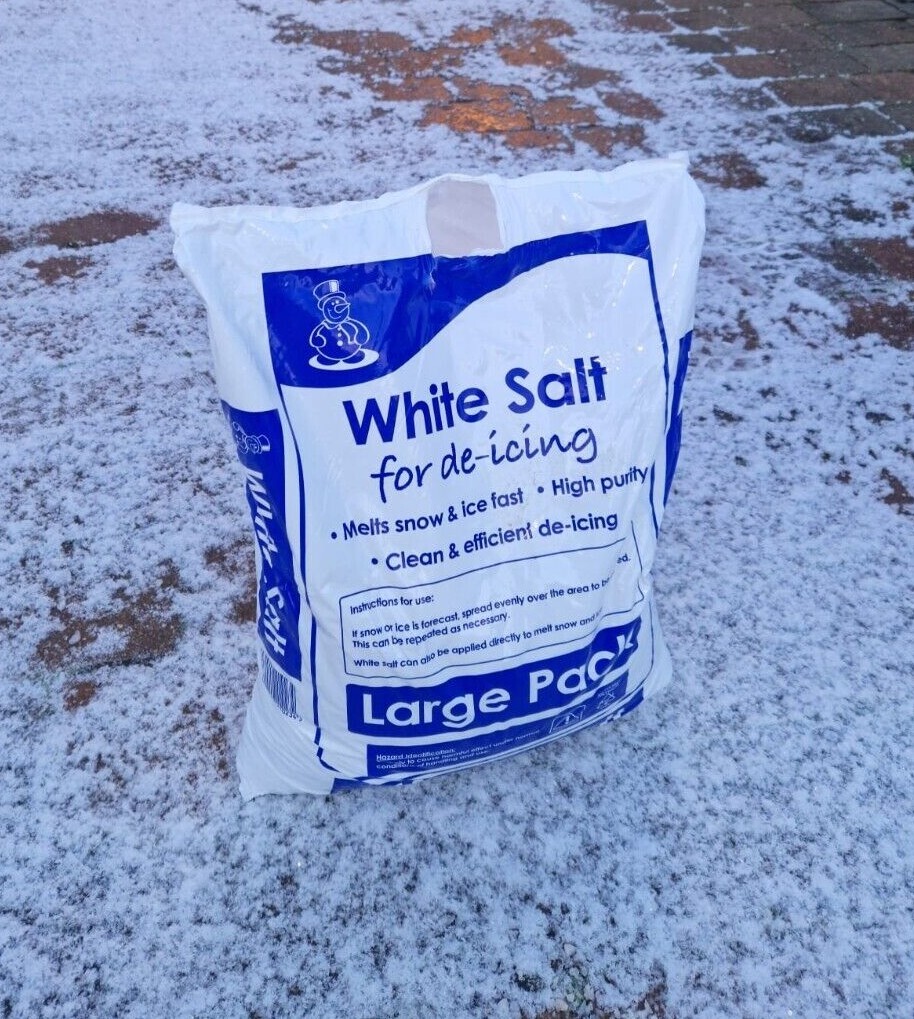 White or Brown Rock Salt Deicing 25KG Melt Winter Snow Ice Gritting