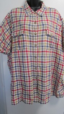 Womens size 26/28 Multicolor Plaid SS Button Up Shirt Blouse Top VENEZIA JEANS