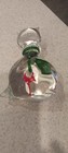 Glass Cat Figurine with Red Fish and Green Bow Paperweight — photo 3