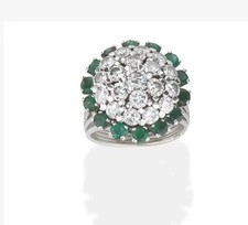 Emerald and Diamond Ring. French Assay Mark. Diamonds 2cts Total. 18ct Gold