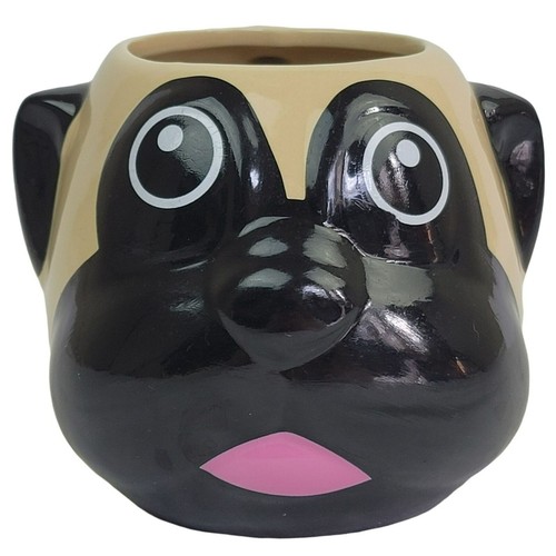 Mops Hund Becher 14 Unzen 3D geformt Keramik beige schwarz Haustier Kaffeetasse Geschenk Daumen hoch - Bild 3 von 6