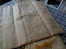 Linge ancien Métrages pour service de table Damassé Nappe 12 serviettes à ourler