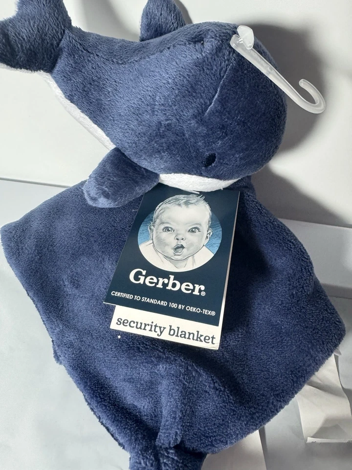 Cobertor de segurança azul náutico Gerber baleia de pelúcia Lovey bebê 12 polegadas - NOVO - Imagem 3 de 4