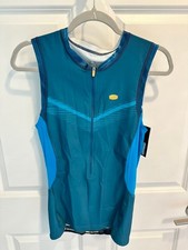 New With Tags Sugoi RS Tri Tank Top Baltic Blue / Marigold Men's Large