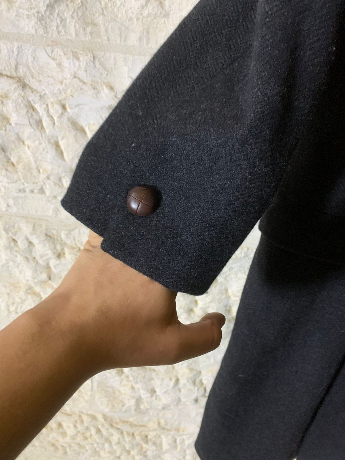 Vintage Hugo Boss pure Wool tweed db gangster Charcoal over coat 48R 48S XL thumbnail 9