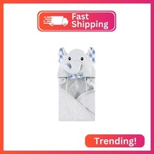 Hudson Baby Unisex Baby Cotton Animal Face Hooded Towel, Gingham Elephant, One S