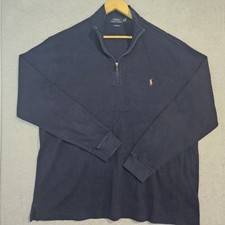 Polo Ralph Lauren Estate Rib 1/4 Zip Pullover Sweater Mens XLT Navy Blue