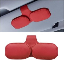 Magnetic Leather Sunglasses Holder for Car Visor, Double Clip for E Color: Red