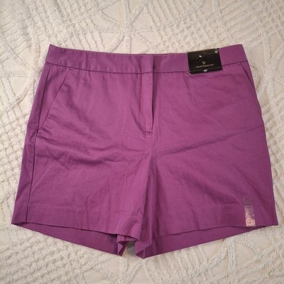 Worthington Womens Bermuda Shorts Purple Size 12 Flat Front Pockets NWT