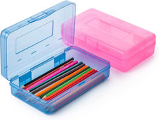 Mr. Pen- Plastic Pencil Case Box, 2 Pack, Large Crayon Marker Pen Organizer  Pl