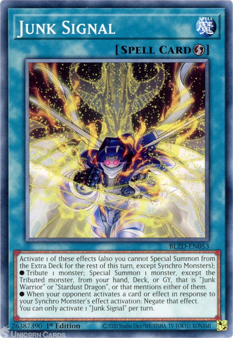 BLZD-EN053 Junk Signal : Common 1st Edition Mint YuGiOh Card