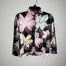 Adidas Girls Floral Print Active Lightweight Sportswear Zipper Jacket Size M
