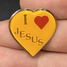 VTG I Love Jesus Heart Hat Lapel Pin
