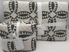 Pottery Barn Cooper FULL / QUEEN Quilt  2 EURO Shams  Loden Green