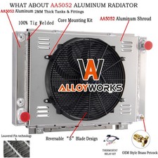 4 Row Aluminum Radiator Shroud Fan Fits 1961-66 Ford Thunderbird 6.4 6.6 7.0L V8