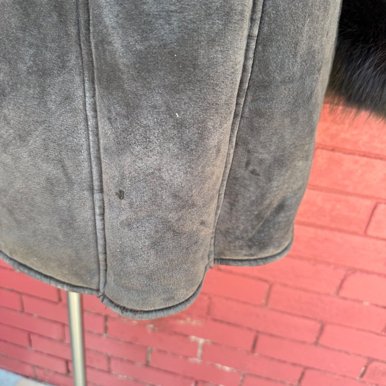 Verona Italy Womens Brown Suede Shearling Coat Fur Trim Collar Cuffs Penny Lane image 6