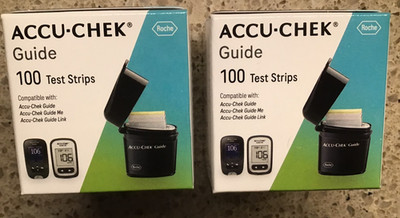 200 Accu-Chek Guide Test Strips 2 boxes of 100 Expire 4/27  + Sealed +