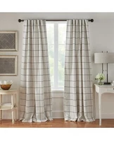 Brighton Windowpane Plaid Blackout Window Curtain 2 panels 
