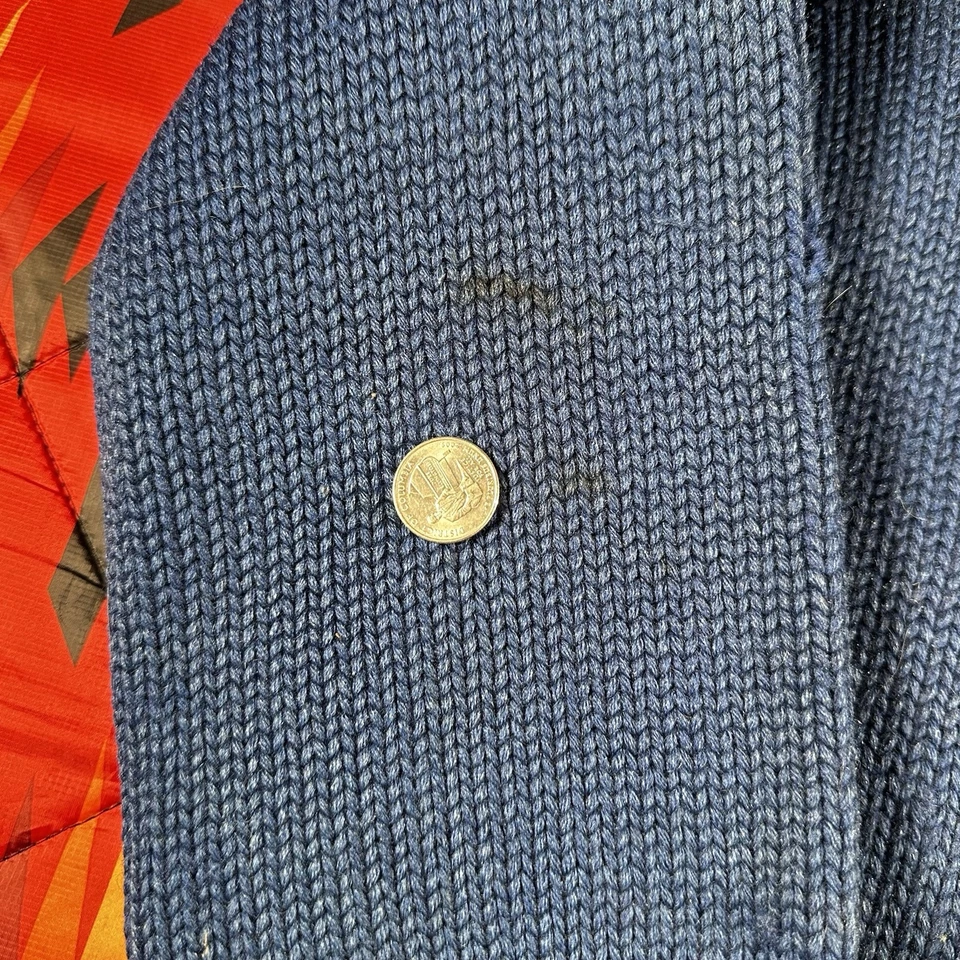 Suéter vintage anos 50 anos 60 Varsity Letter "C" malha azul Letterman College School - Imagem 4 de 4