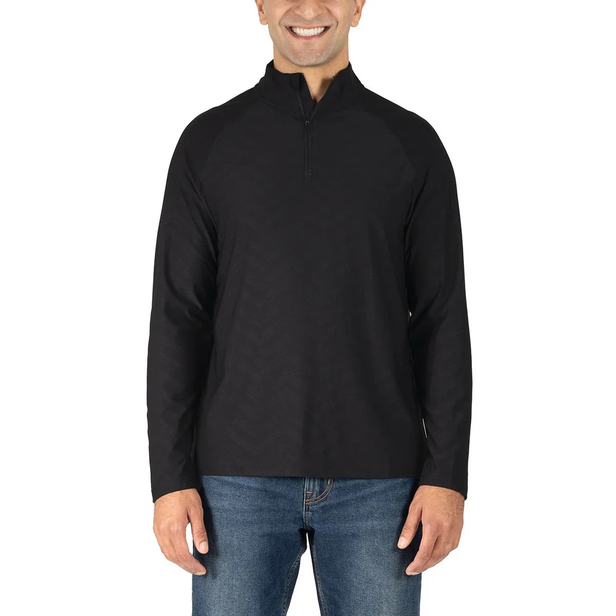 GERRY Active Quarter Zip Men's Long Sleeve Golf Shirt | X-Large | Black.