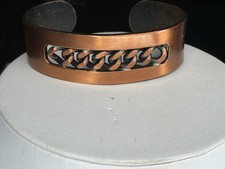 Vintage Genuine Copper Solid Copper Cuff Bracelet Center Cuban Link Unisex