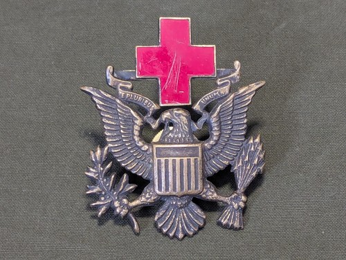 WWI American Red Cross Men's Officer Cap Badge Pre WWII 1930s ARC NS Meyer Hat