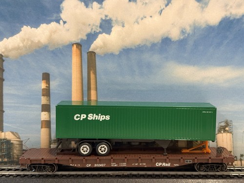 Remolque contenedor HO Con-Cor CP Rail 302407 TOFC Flatcar CP barcos ruedas Kadee | Condition: Used