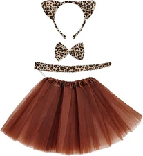 Marrywindix Brown Leopard Costume Tutu Set Animal Fancy Dress Kit... 