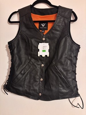 Brand New Women Viking Cycle Leather Vest- M
