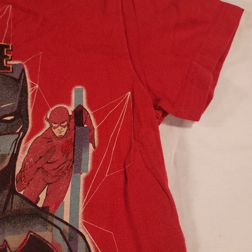 DC Justice League Graphic Crew Neck Short Sleeve T-Shirt Youth Boys Size 4 Red - Picture 4 of 9
