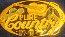 Pure Country Gold Tone Made in USA Western Americana Belt Buckle