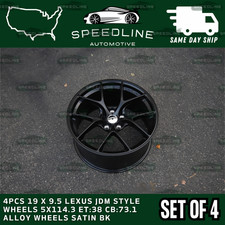4pcs 19 X 9.5 Lexus Jdm Style Wheels 5x114.3 Et38 Cb73.1 Alloy Wheels Satin Bk