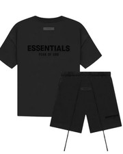 Essentials Fear Of God Stretch limo Short and Shirt Set-Medium Black