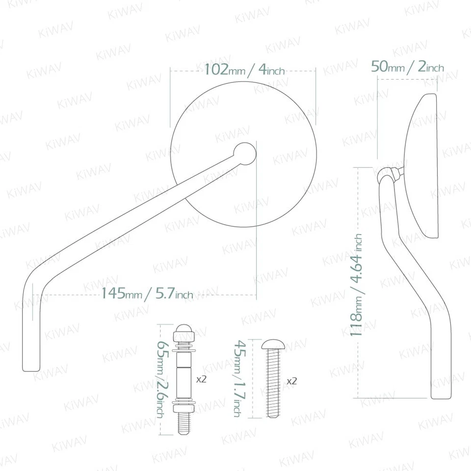 Motorcycle Eclipse round mirrors black w/ 5/16" adapters fits Harley-Davidson ε - Image 2 of 4