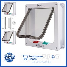 Weather-Resistant Cat Flap Door Medium 4 Way Lock for Cats Dogs White