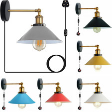 Vintage Plug-In Wall Light with Switch Indoor Wall Sconce E27 Lamp for Bedroom