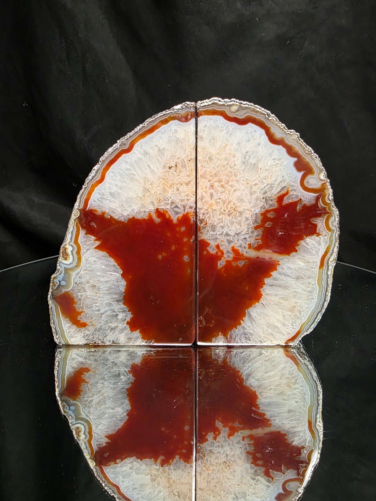 Red Agate Silver Edge Quartz Premium Bookends 1 Ornament Handpicked