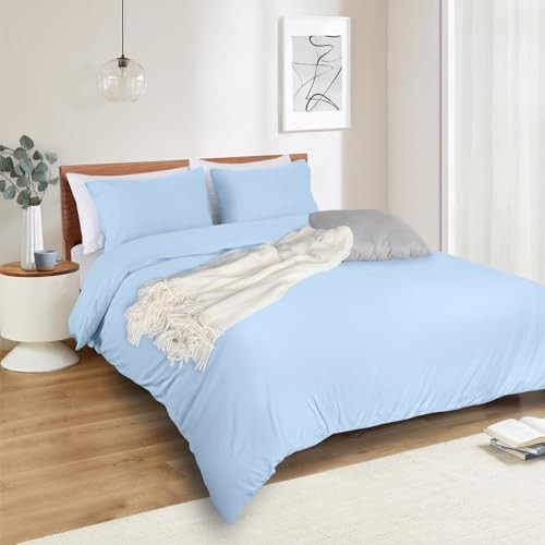  Duvet Cover Size – Duvet Cover Set - Soft and Breathable Queen Light Blue