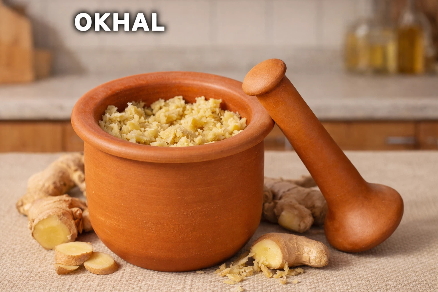CLAY HANDICRAFT Mitti Okhli -Eco-Friendly Mortar and Pestle Herbs, Dry Fruits