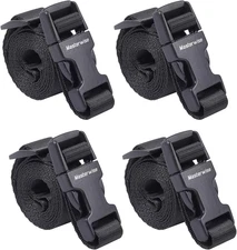 Buckle Straps with Clips, Adjustable Nylon Straps with Buckle, Black 4 Pack (4‘x